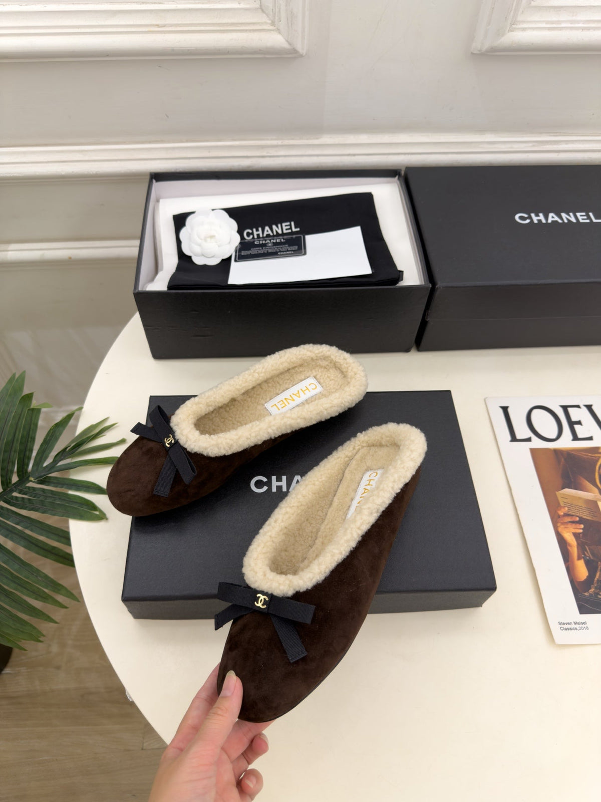 CC 26s Mules Dark Brown Shearling 111935
