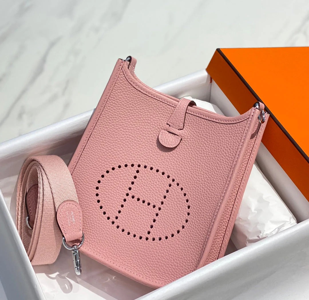Hermes Mini Evelyne 23cm Pink Togo Leather