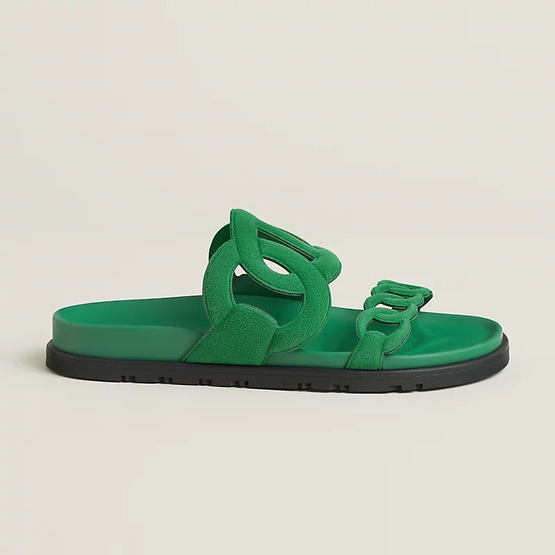 HM Extra Sandals Vert Jungle Black Suede Leather