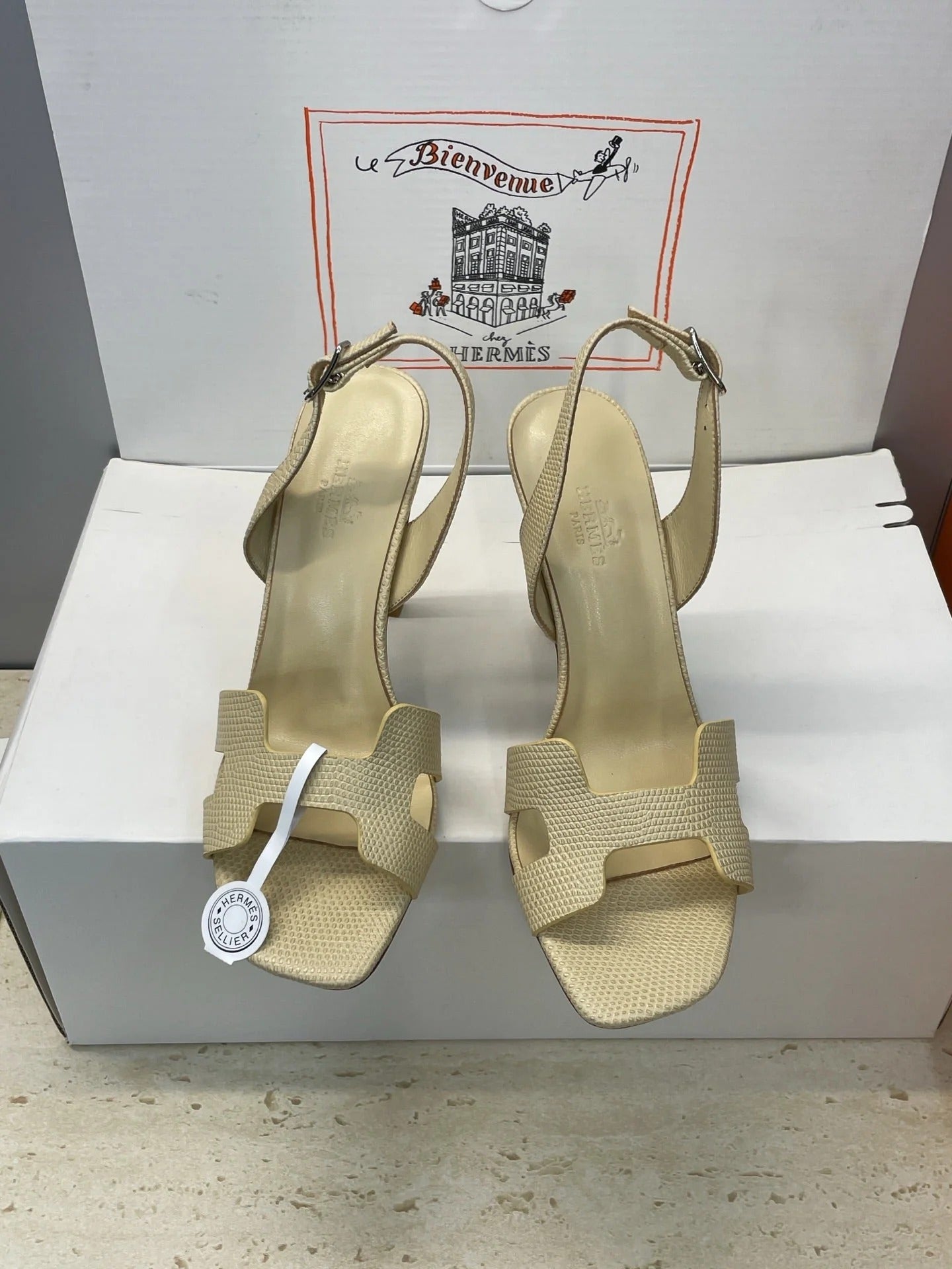 HM 26ss High Heel Sandals 105 Light Beige Cowhide 607114