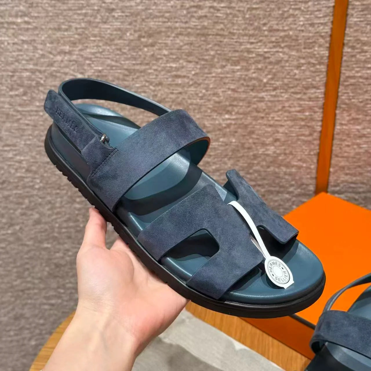 Hermes 2026 Genius Sandal Purplish Blue Suede