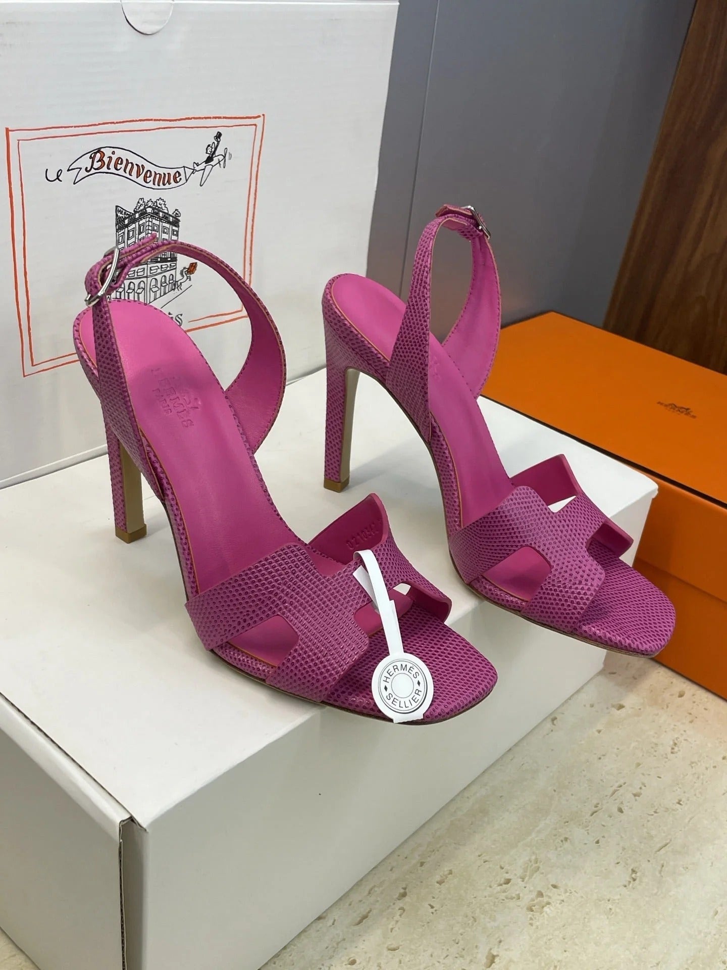 HM 26ss High Heel Sandals 105 Purple Cowhide 607112