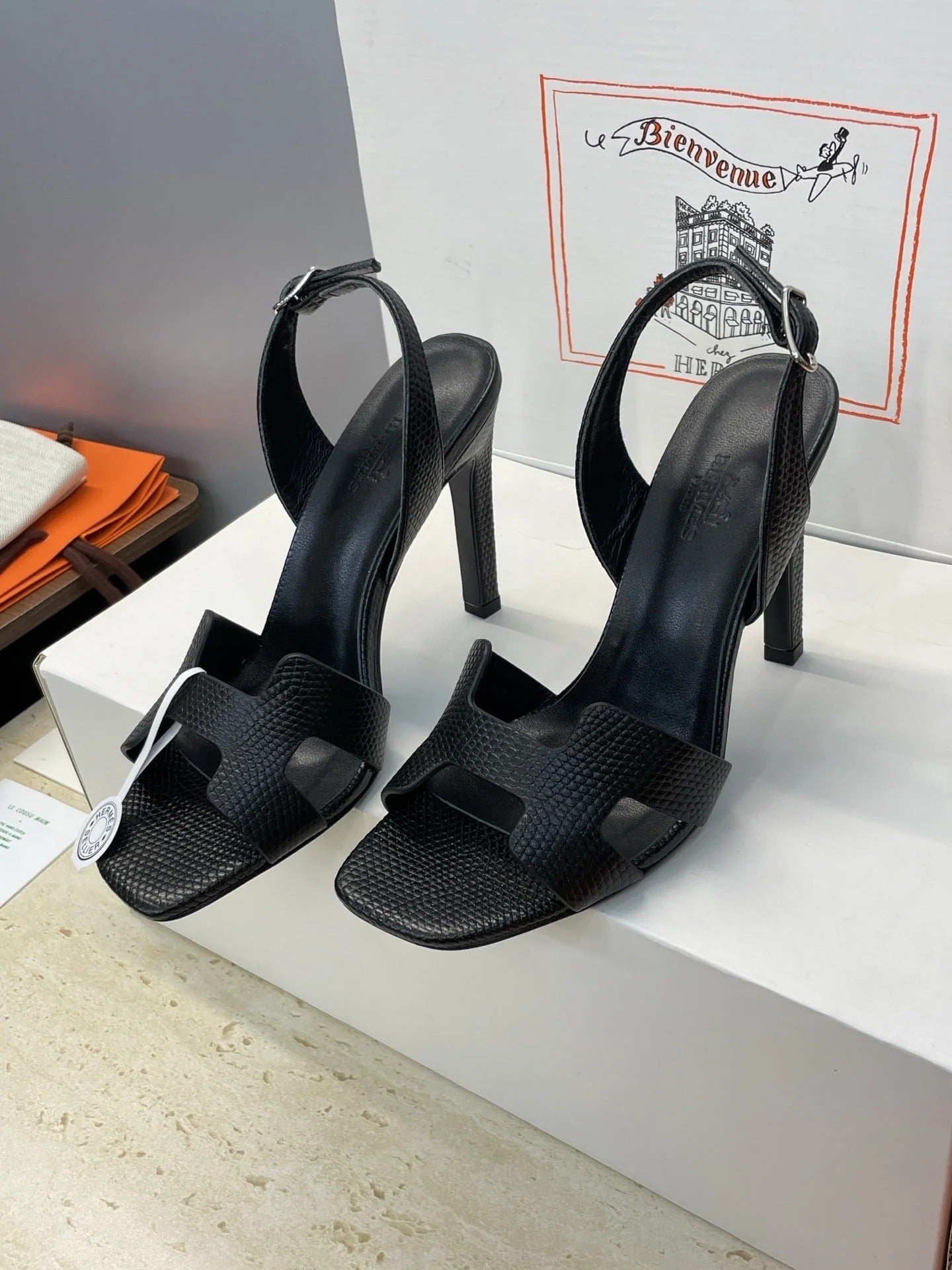 HM 26ss High Heel Sandals 105 Black Cowhide 607116