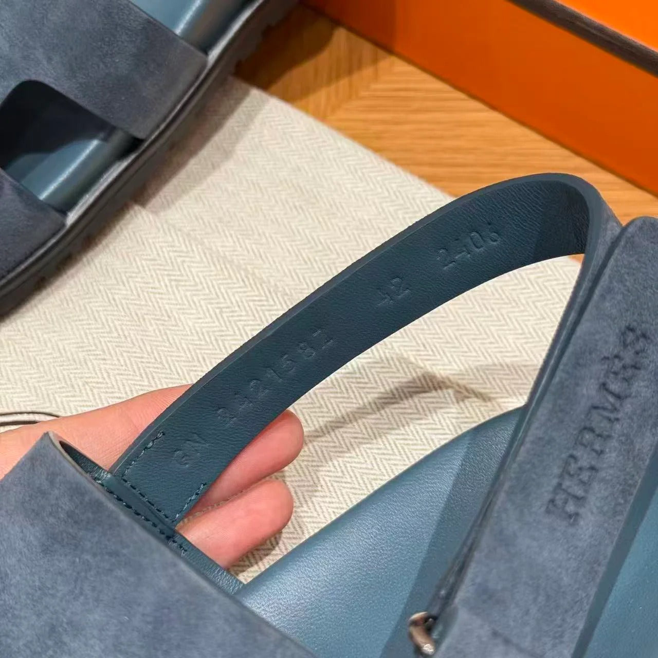 Hermes 2026 Genius Sandal Purplish Blue Suede