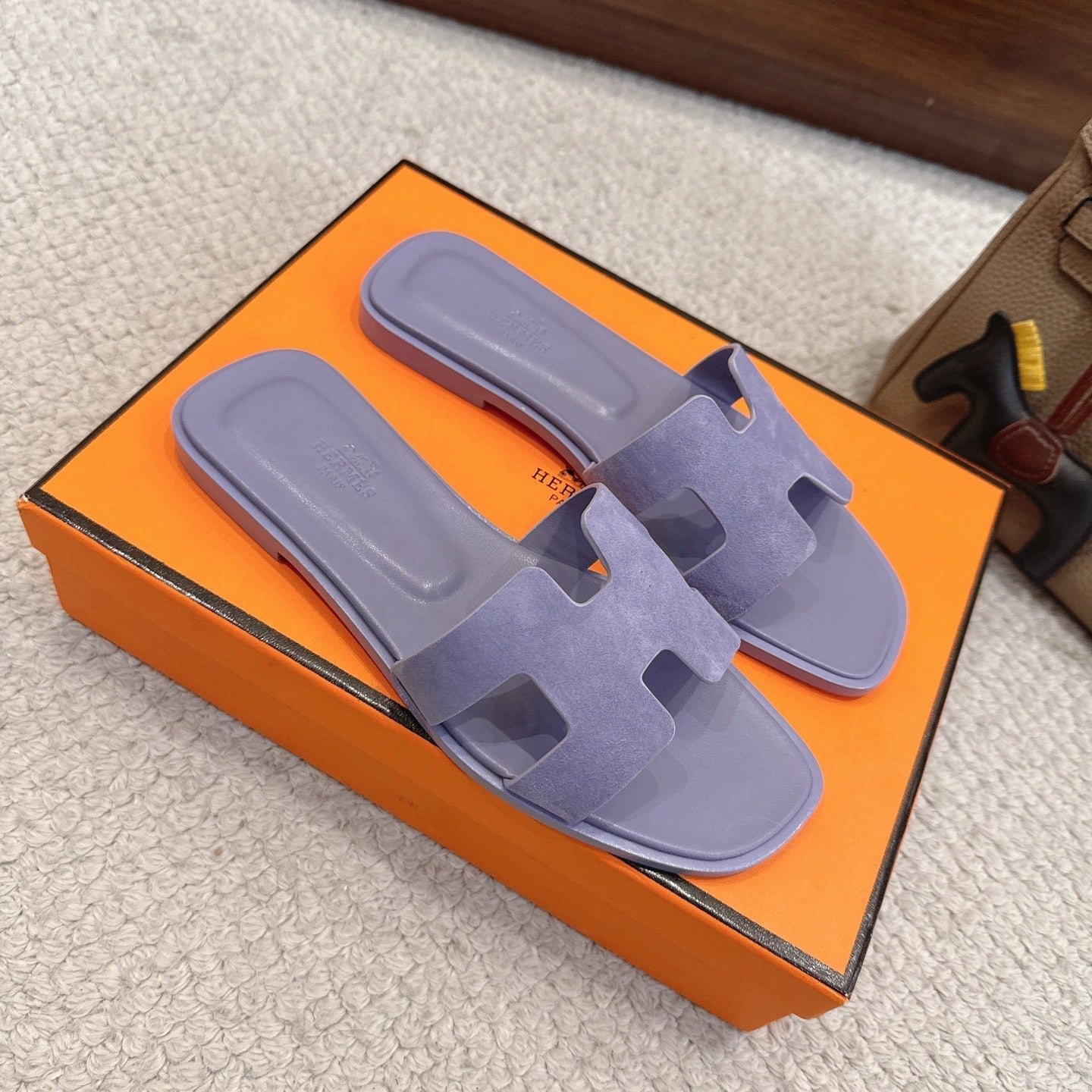 Hermes Oran Sandal Purple Suede Cowhide 598539
