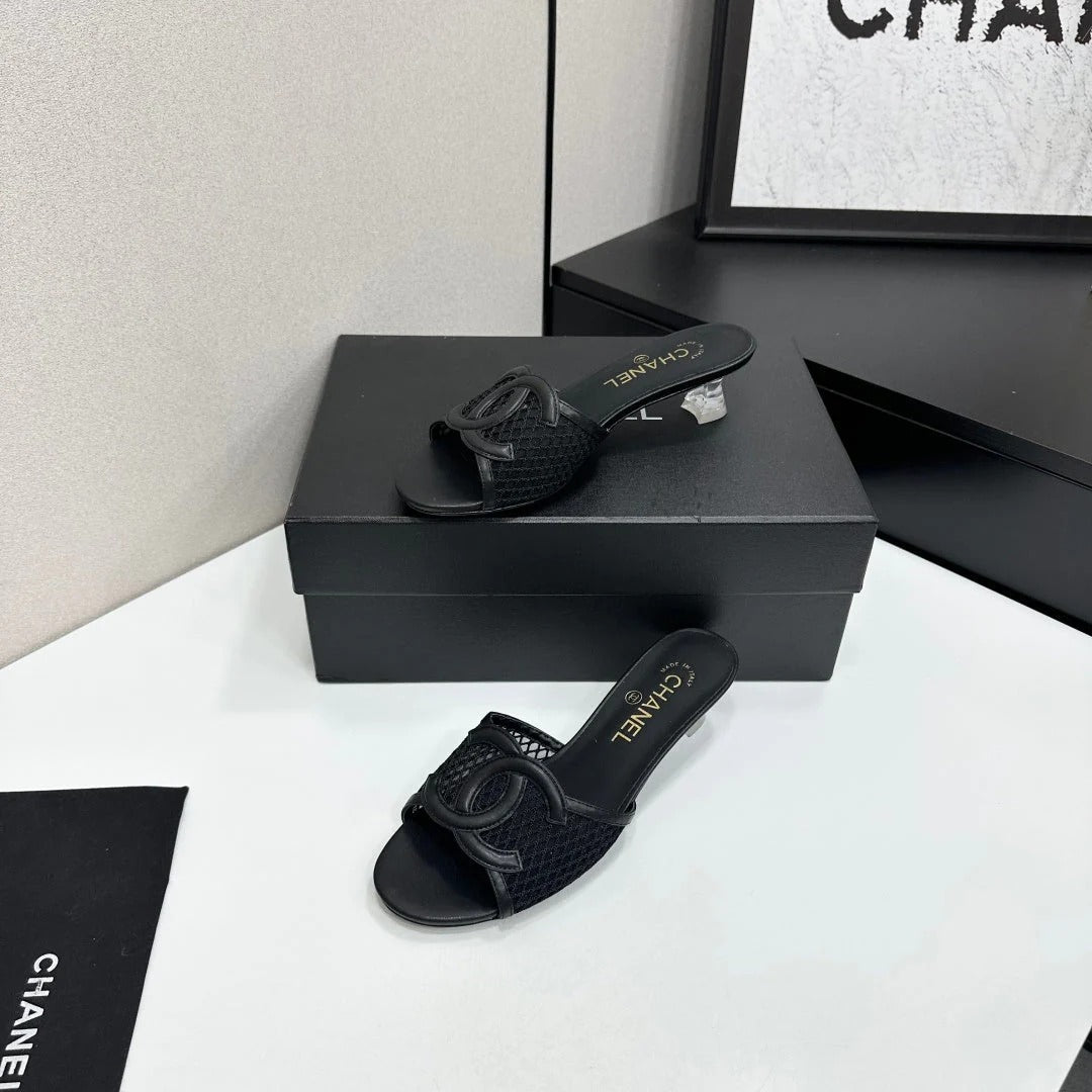 Chanel 2026 Transparent Spool Heels Leather Sheepskin Mesh 822723