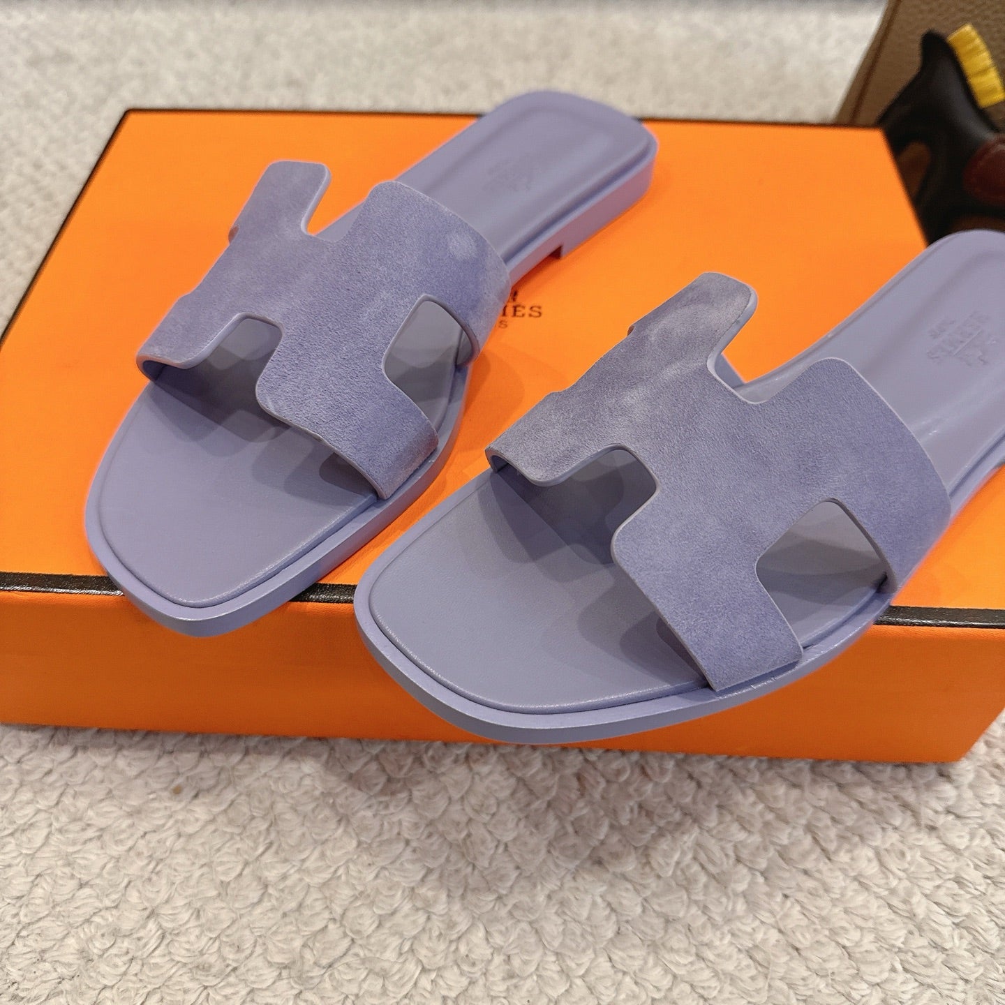 Hermes Oran Sandal Purple Suede Cowhide 598539