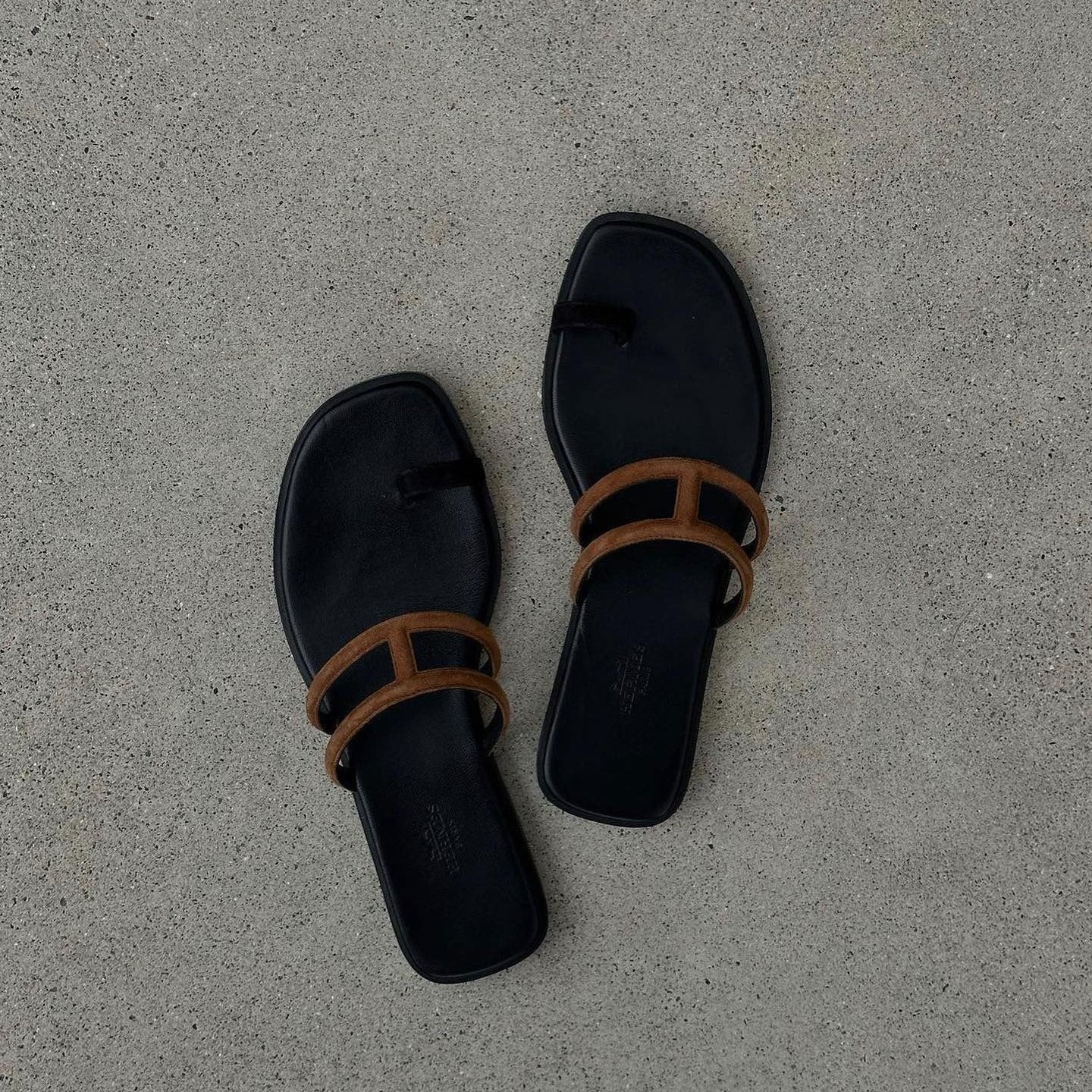 HM Georgia Sandals Brown Black Suede Leather