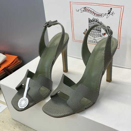 HM 26ss High Heel Sandals 105 Olive Green Cowhide 607113