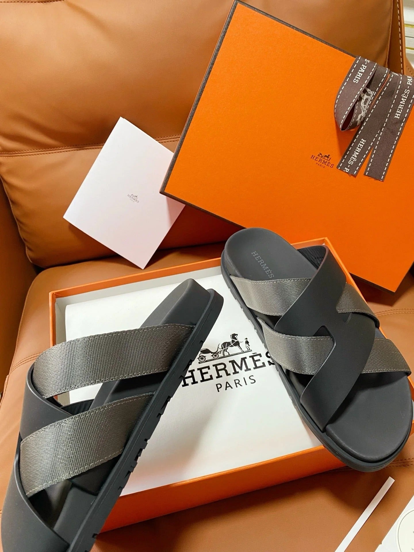 HM 2026 Cross Sandals Black Calfskin 667288