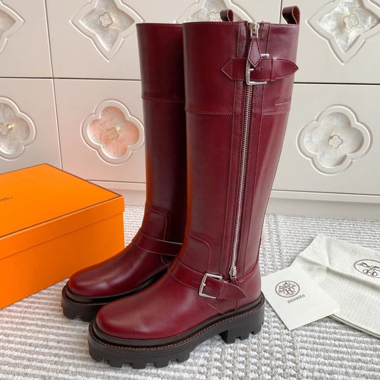 HM JAIME BOOT IN BURGUNDY RED CALFSKIN