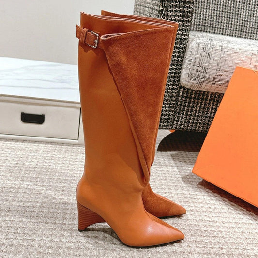 HM HILONA 6 CM BOOTS IN BRONZE BROWN CALFSKIN AND SUEDE