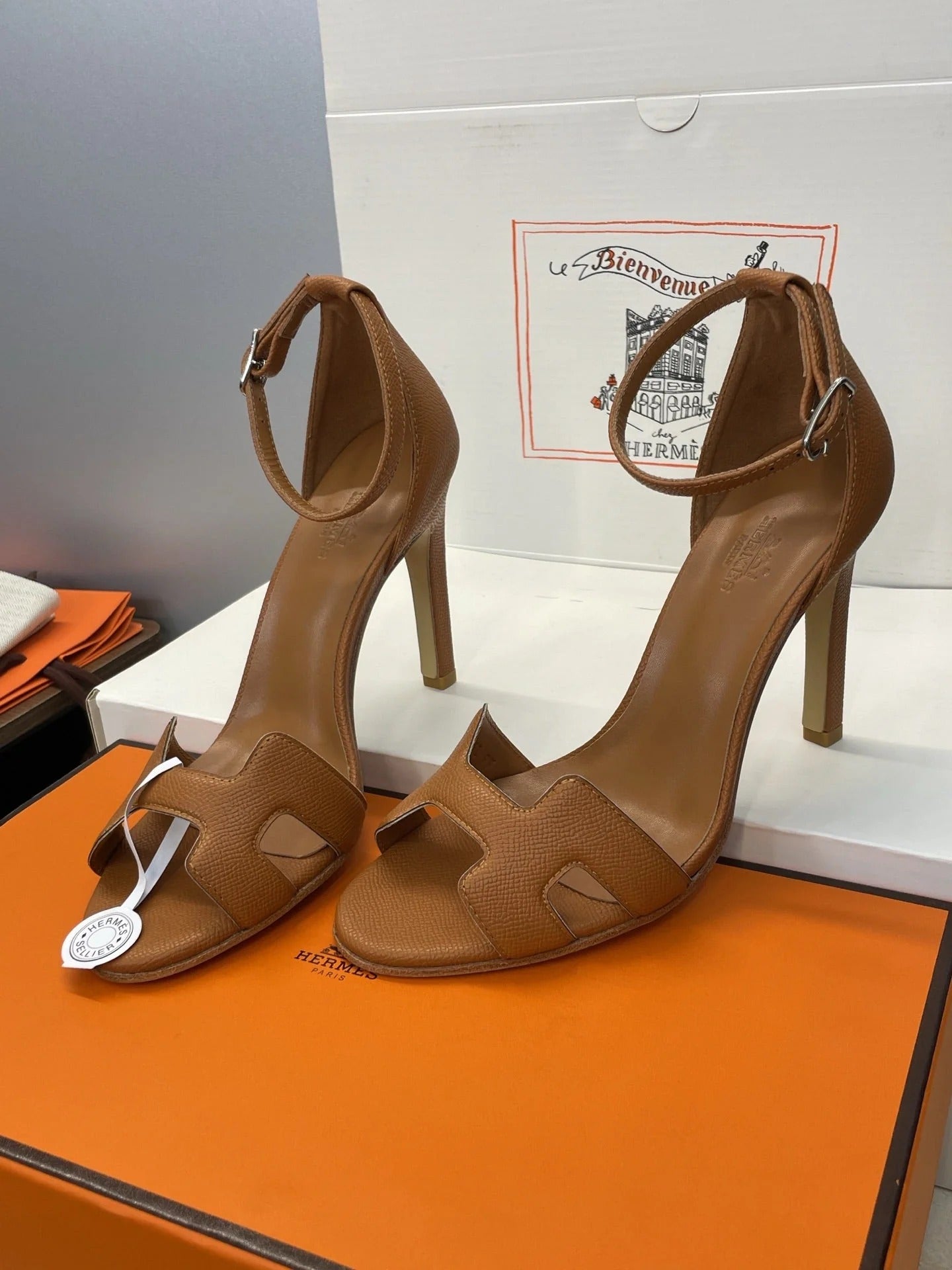 HM 26ss High Heel Sandals 105 Brown Cowhide 607131
