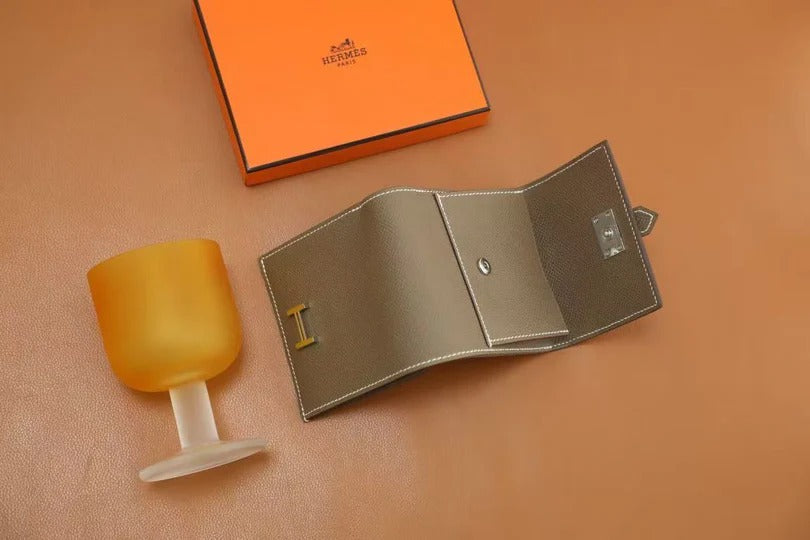 Hermes 2026 Bearn Compact Wallet Etoupe Epsom Leather