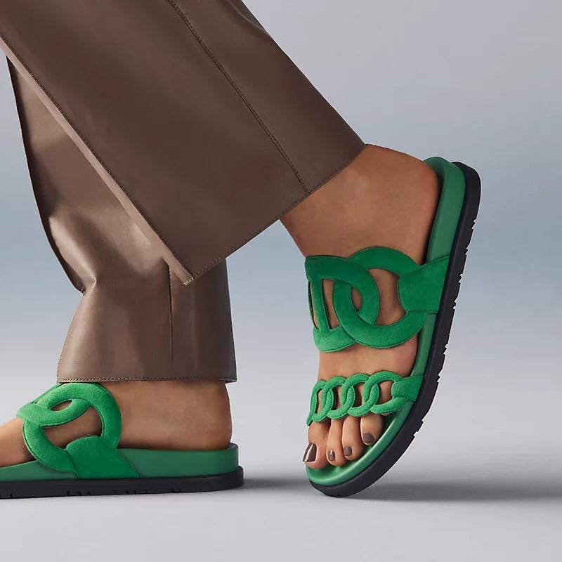 HM Extra Sandals Vert Jungle Black Suede Leather