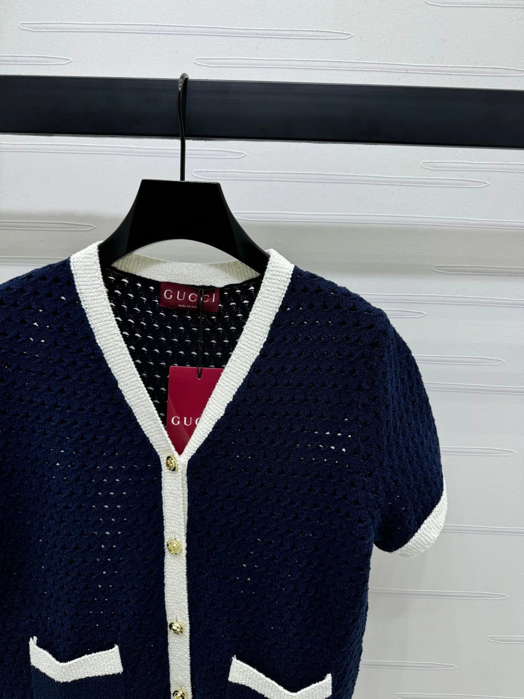 GUCCI SHORT-SLEEVE KNIT CARDIGAN 273214