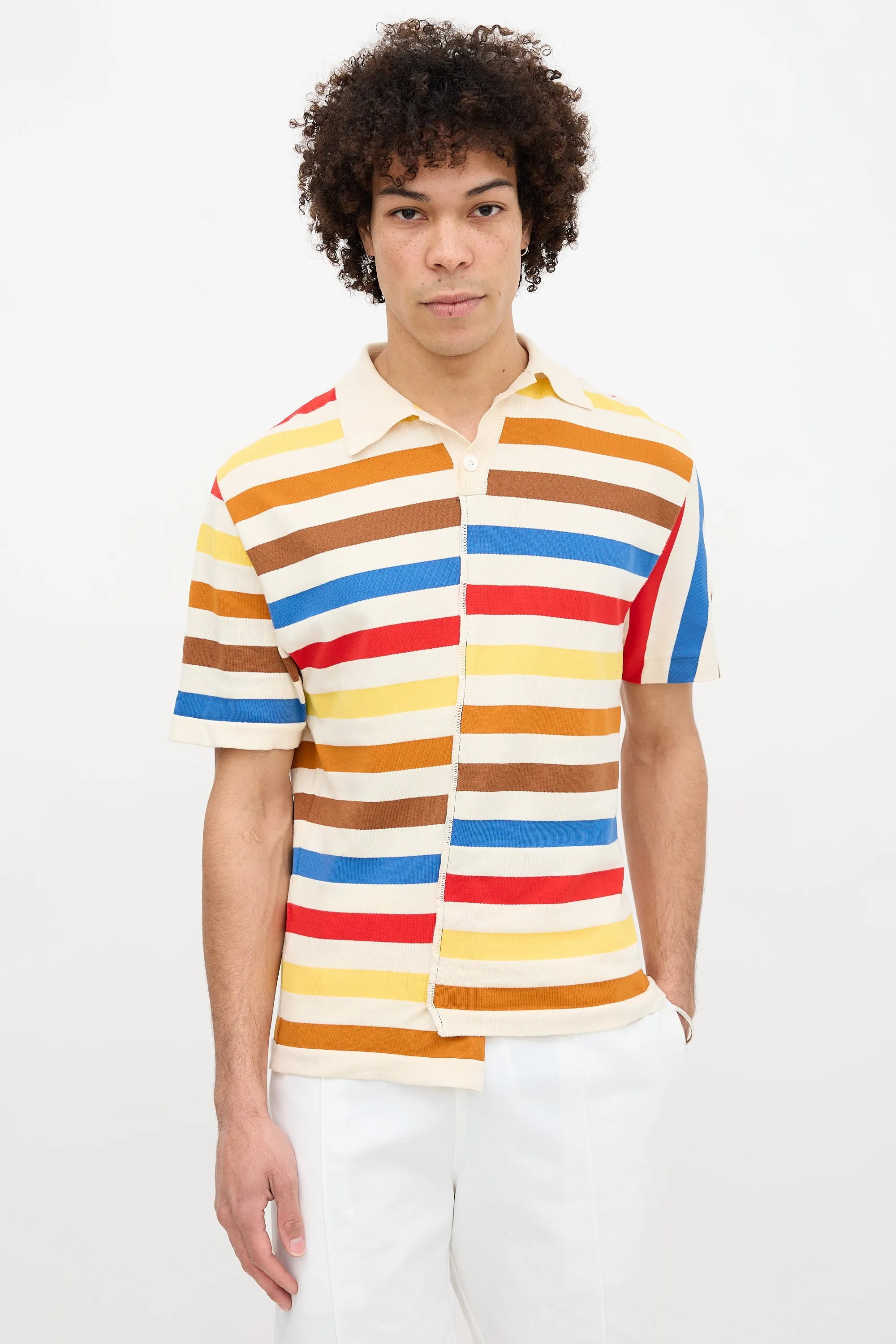 Asymmetric Striped Polo