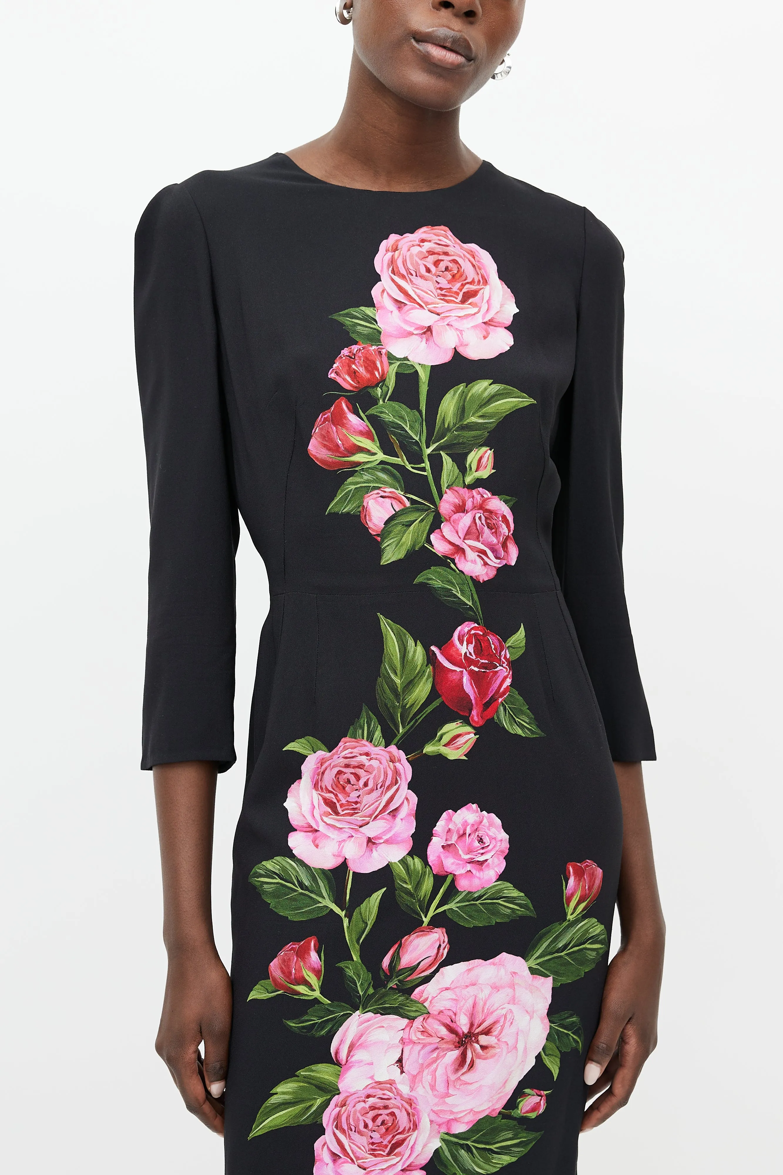 Black & Pink Floral Shift Dress