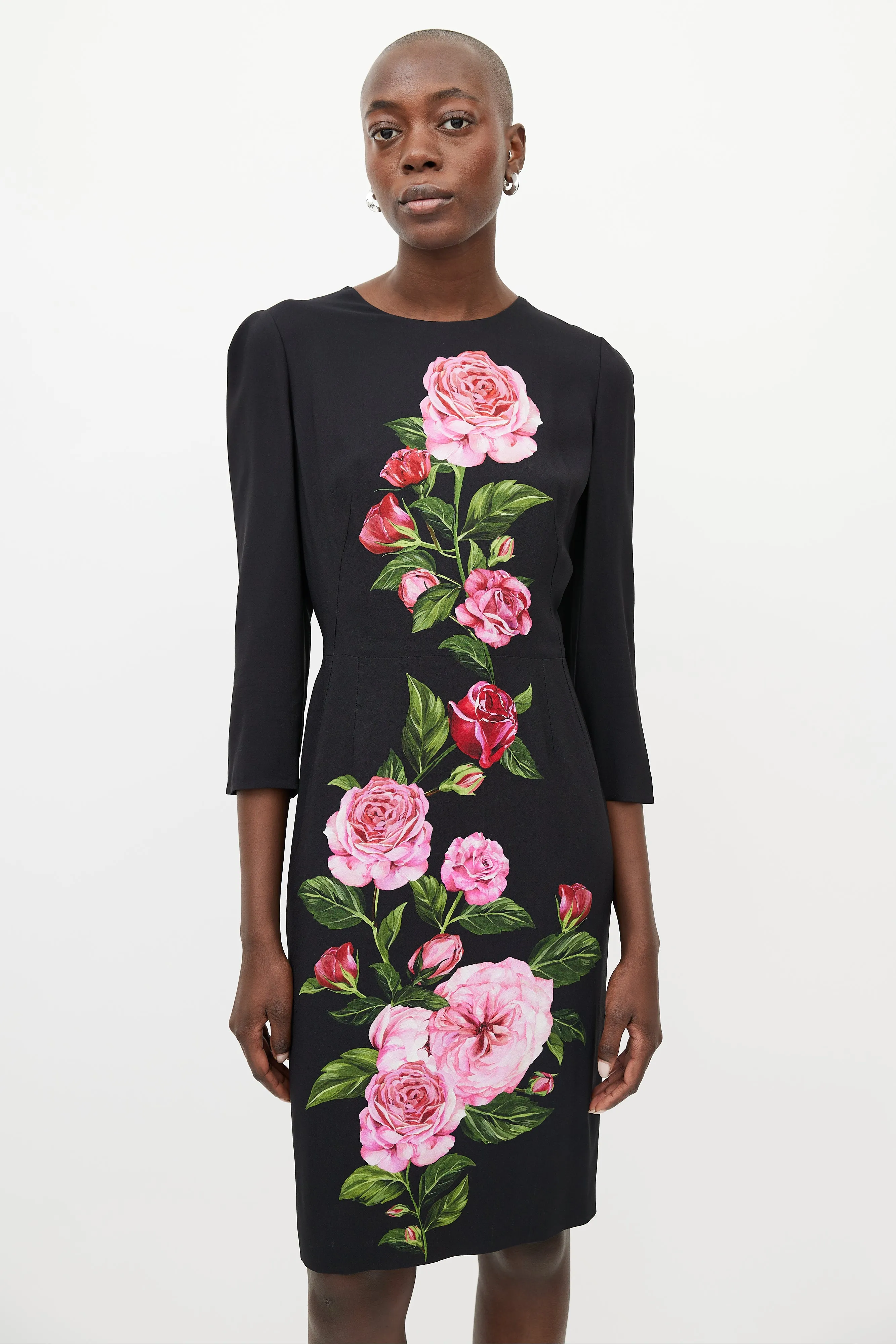 Black & Pink Floral Shift Dress