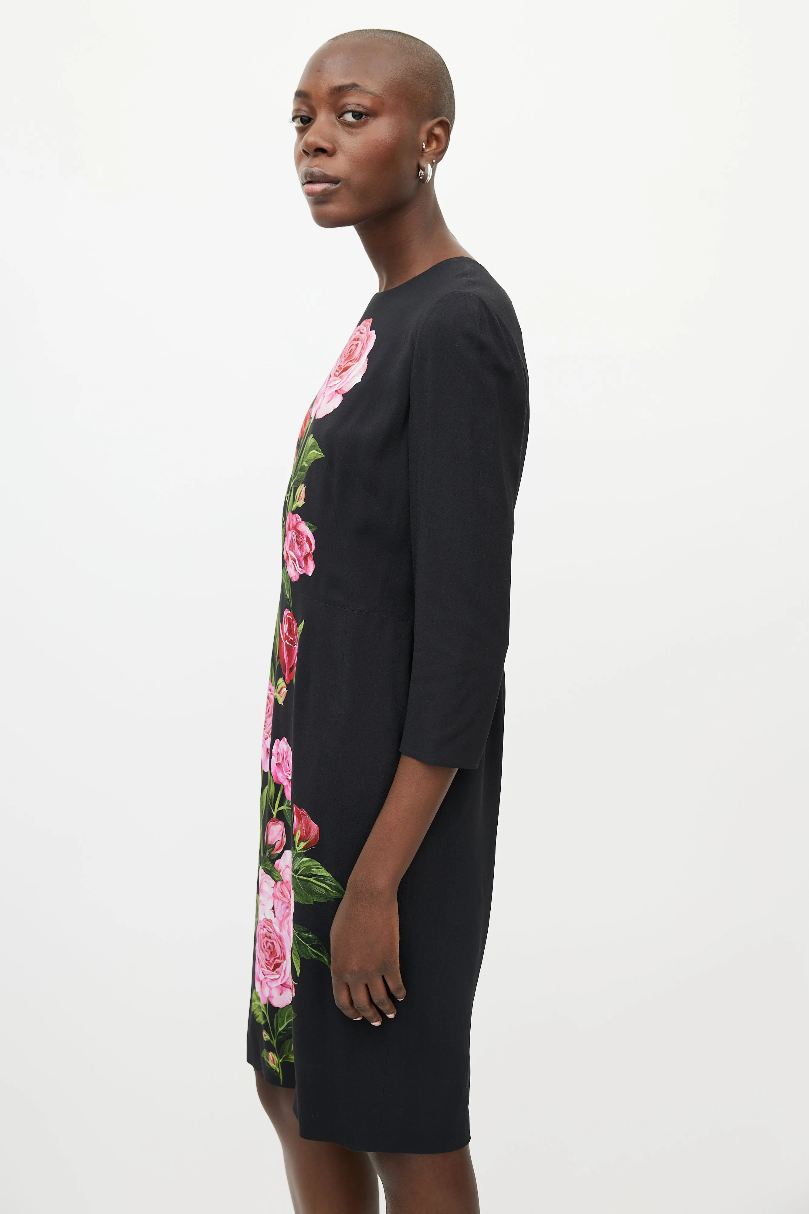 Black & Pink Floral Shift Dress