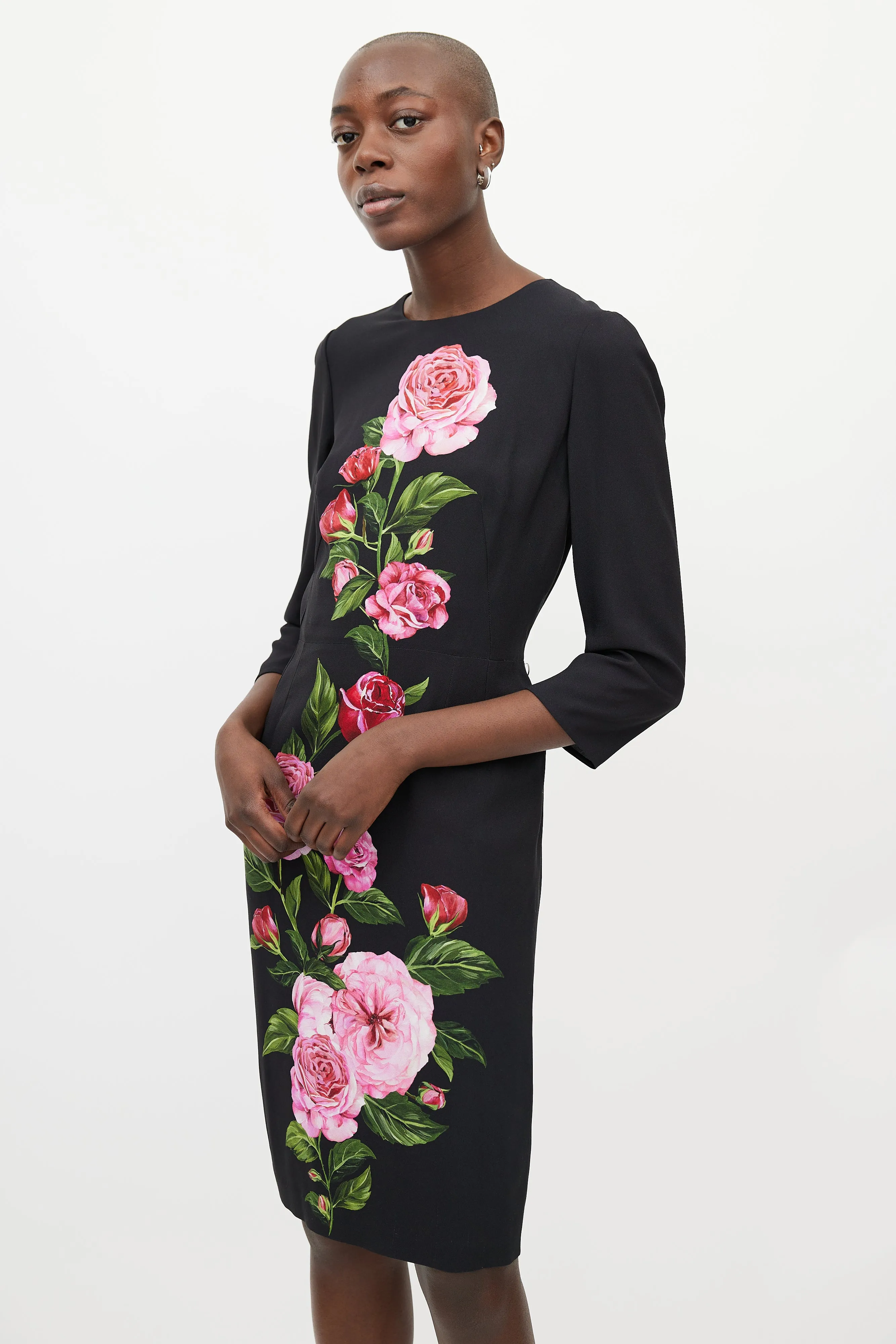 Black & Pink Floral Shift Dress