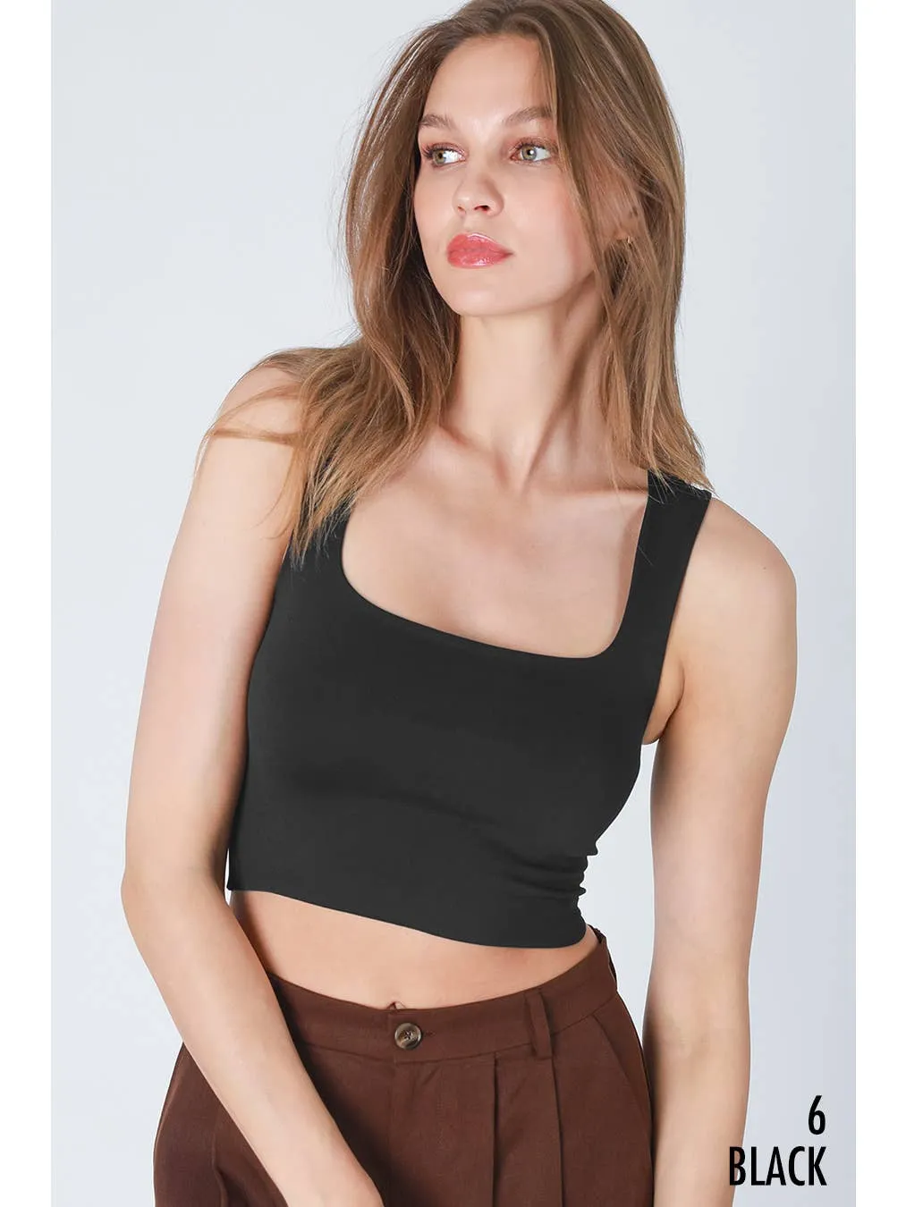 Black Square Neck Top