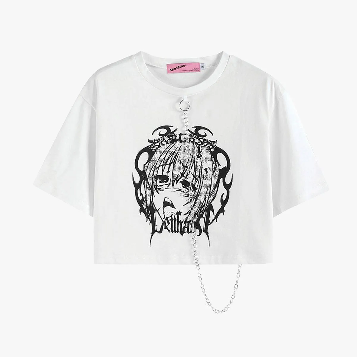 Chain Collar Grunge Anime Crop Top