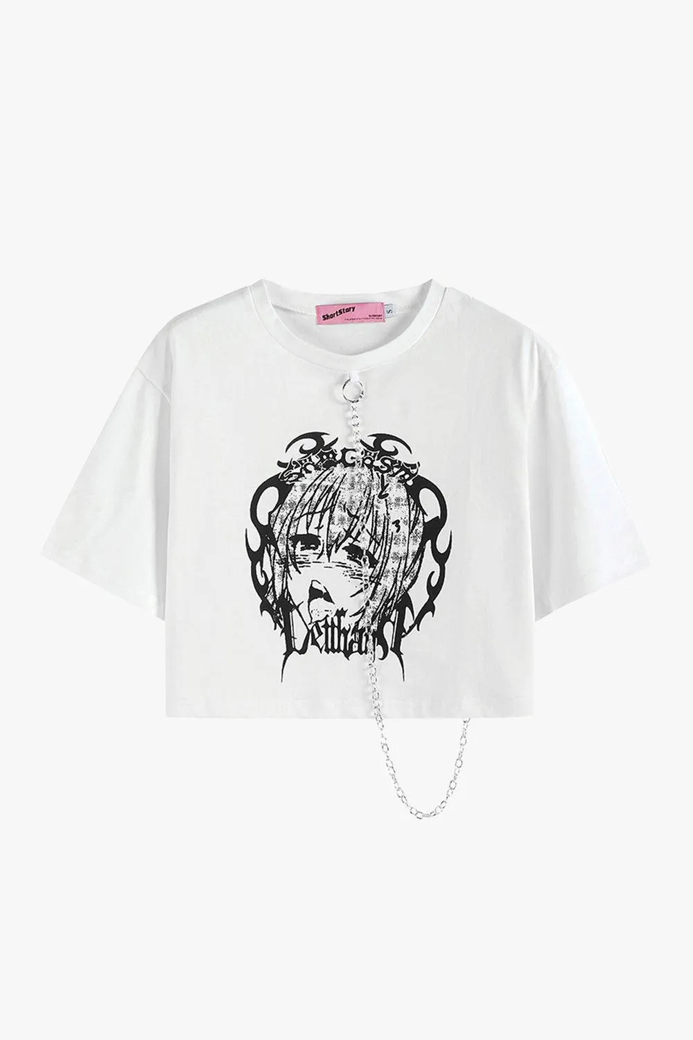 Chain Collar Grunge Anime Crop Top