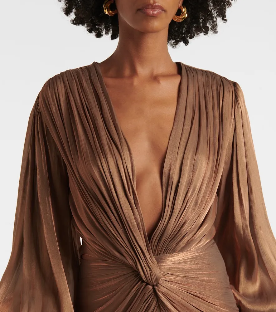 Costarellos Adelia gathered lam√É¬© georgette gown