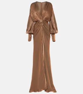 Costarellos Adelia gathered lam√É¬© georgette gown