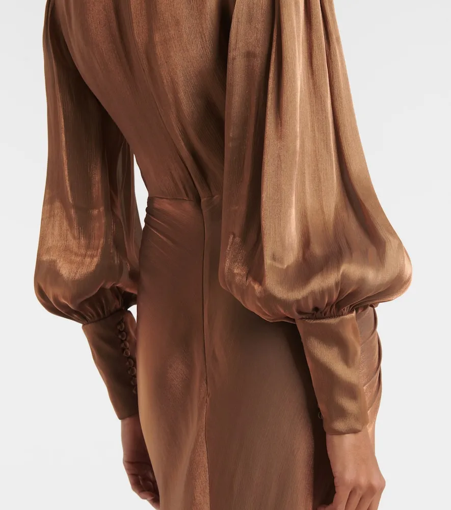 Costarellos Adelia gathered lam√É¬© georgette gown