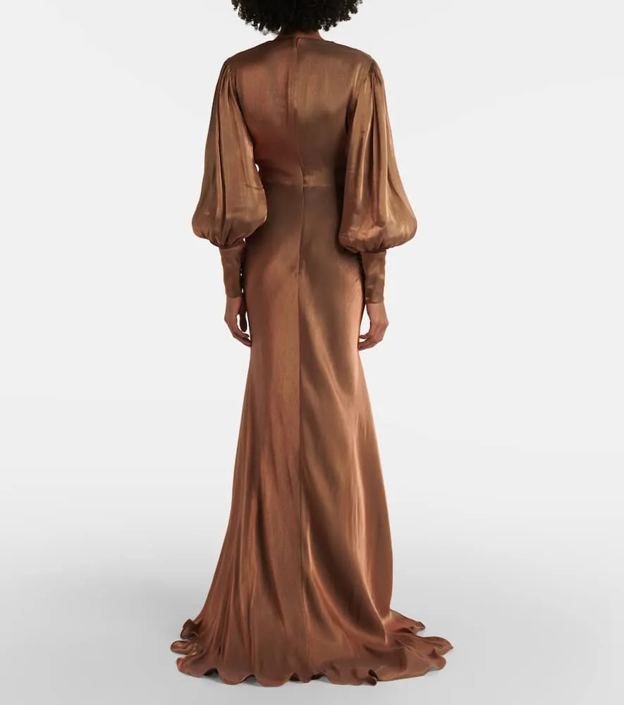 Costarellos Adelia gathered lam√É¬© georgette gown