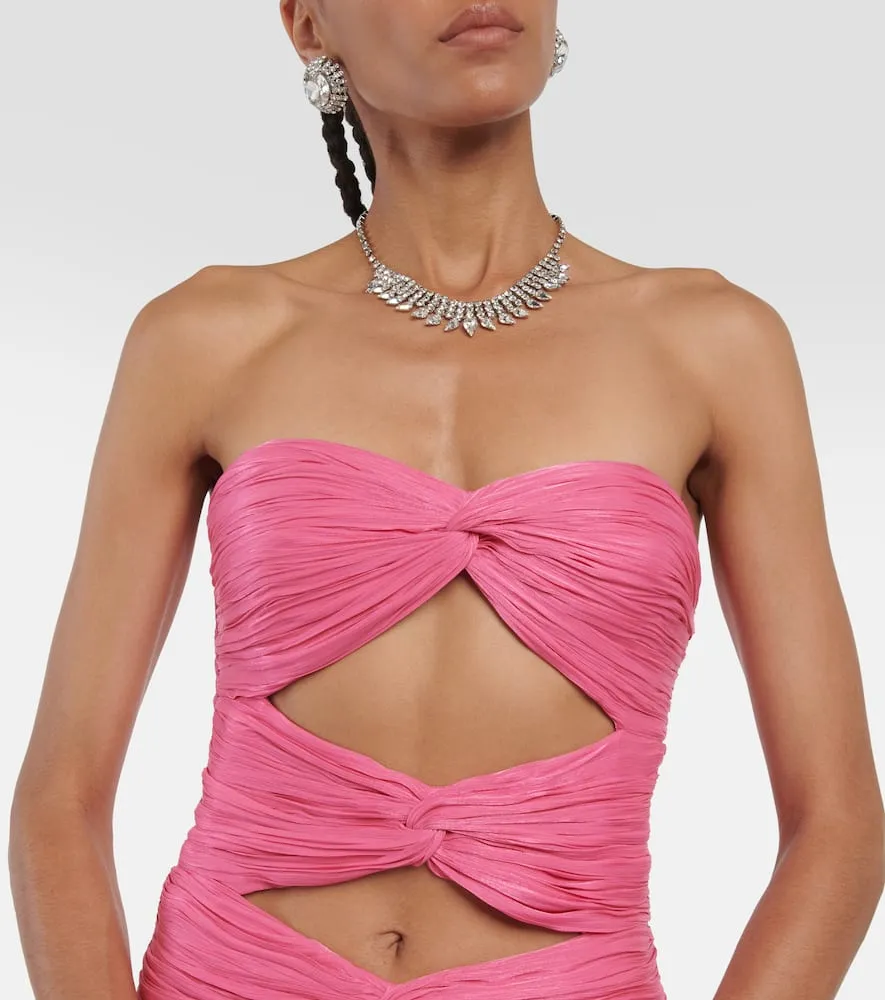 Costarellos Ambria gathered cutout gown