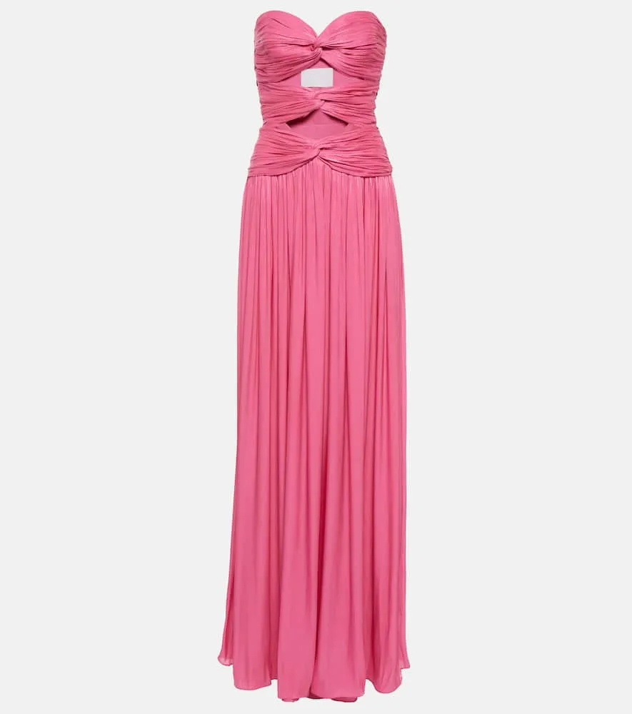 Costarellos Ambria gathered cutout gown