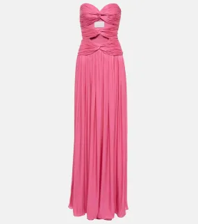 Costarellos Ambria gathered cutout gown
