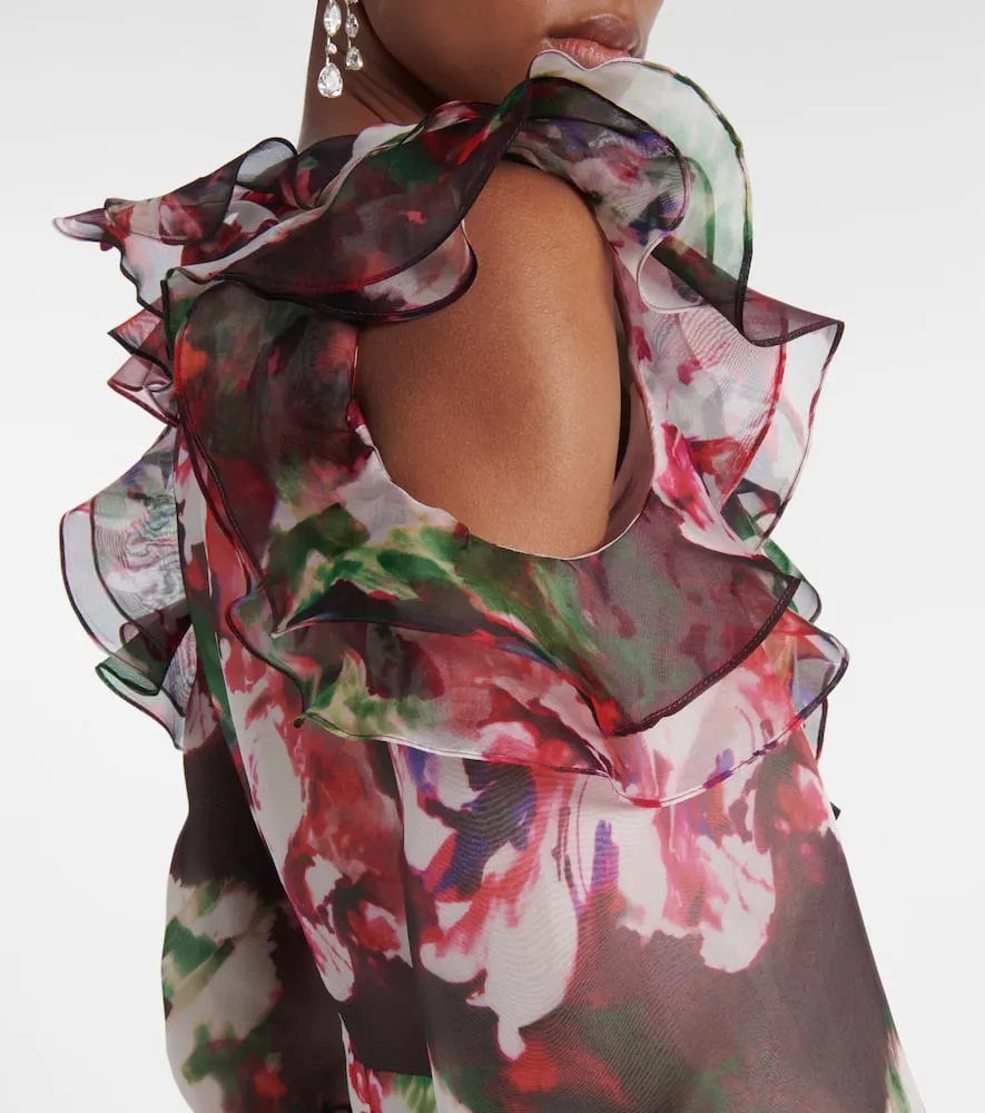 Costarellos Aria ruffled silk organza maxi dress