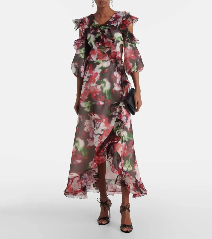 Costarellos Aria ruffled silk organza maxi dress