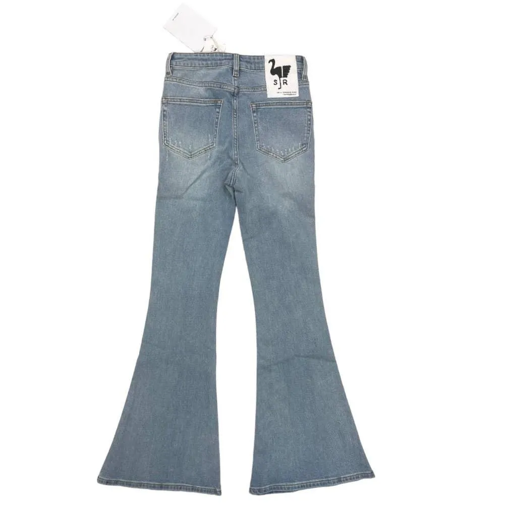 Free People x Sandrine Rose Super Flare Jeans Denim Distressed Pants 26 Rock