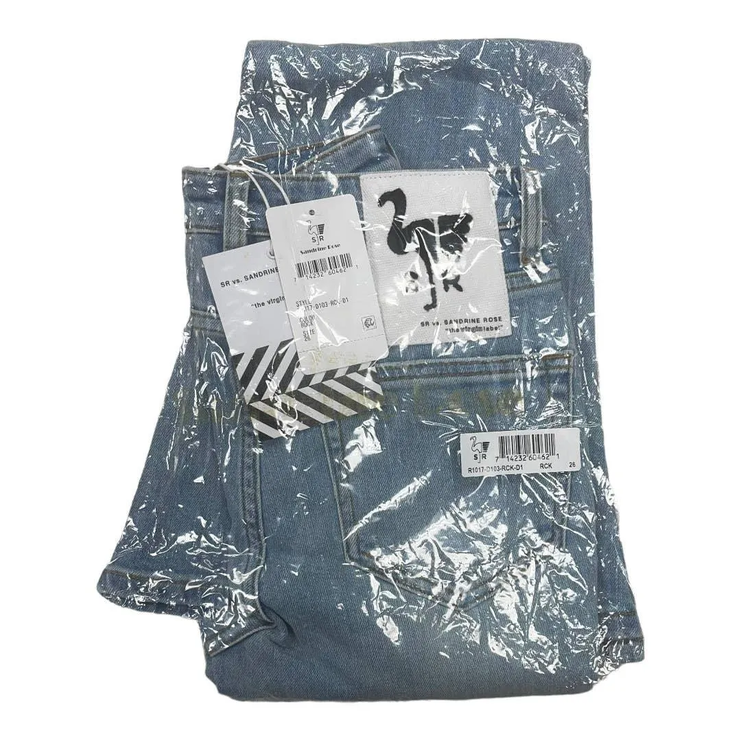 Free People x Sandrine Rose Super Flare Jeans Denim Distressed Pants 26 Rock
