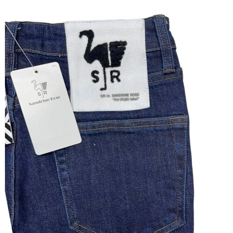 Free People x Sandrine Rose Super Flare Jeans Denim Distressed Pants 27 Indigo