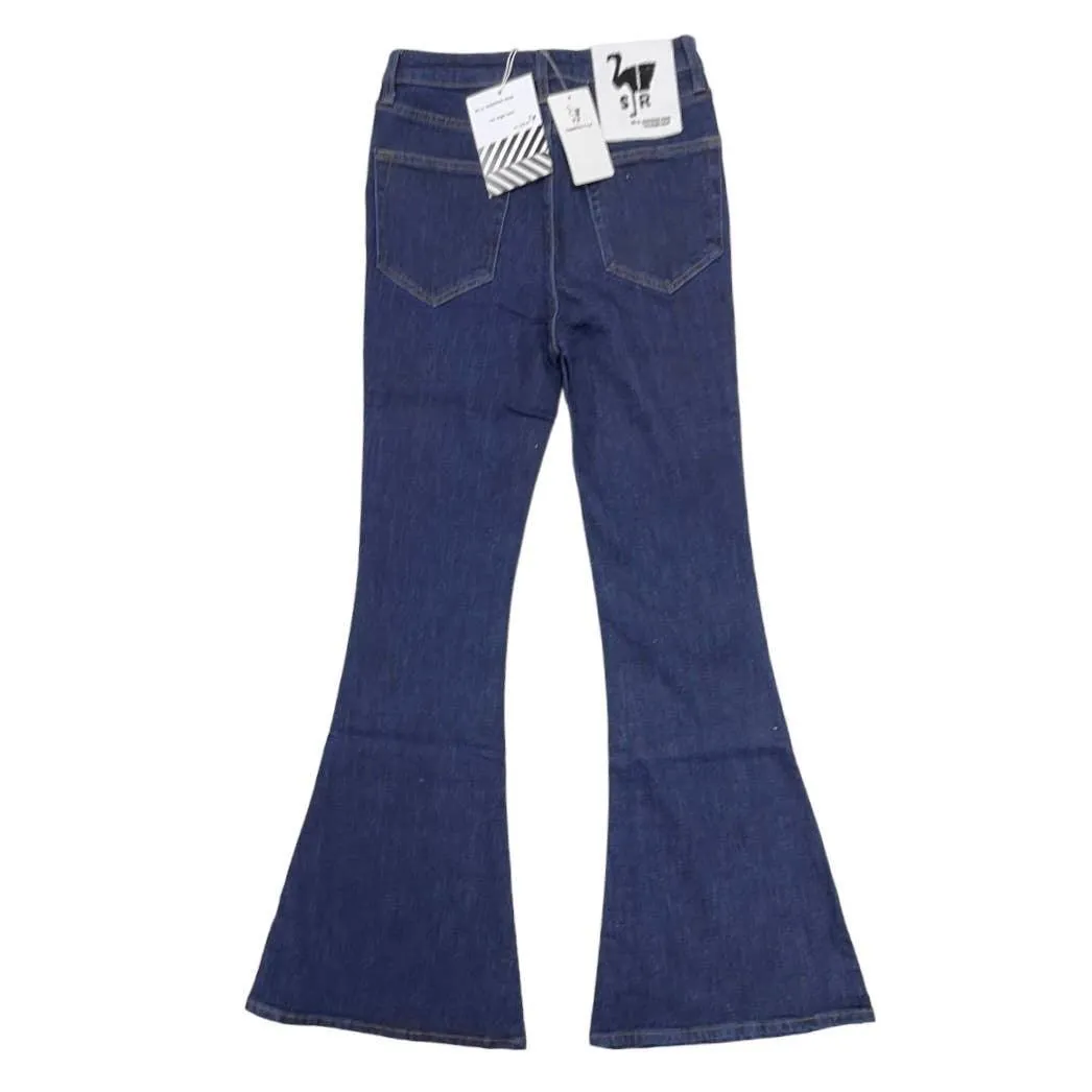 Free People x Sandrine Rose Super Flare Jeans Denim Distressed Pants 27 Indigo