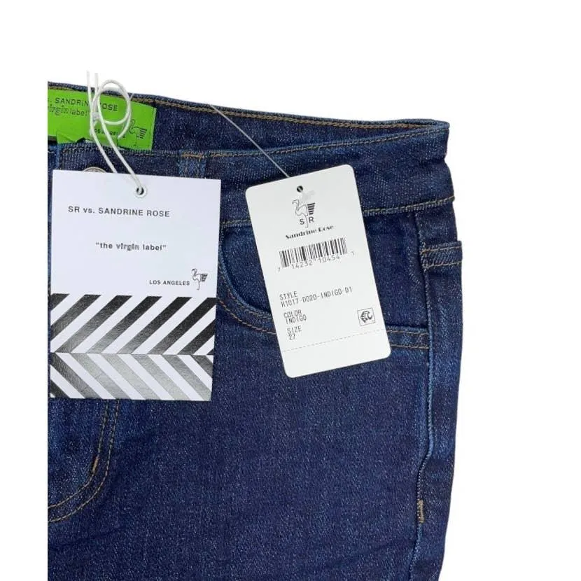 Free People x Sandrine Rose Super Flare Jeans Denim Distressed Pants 27 Indigo
