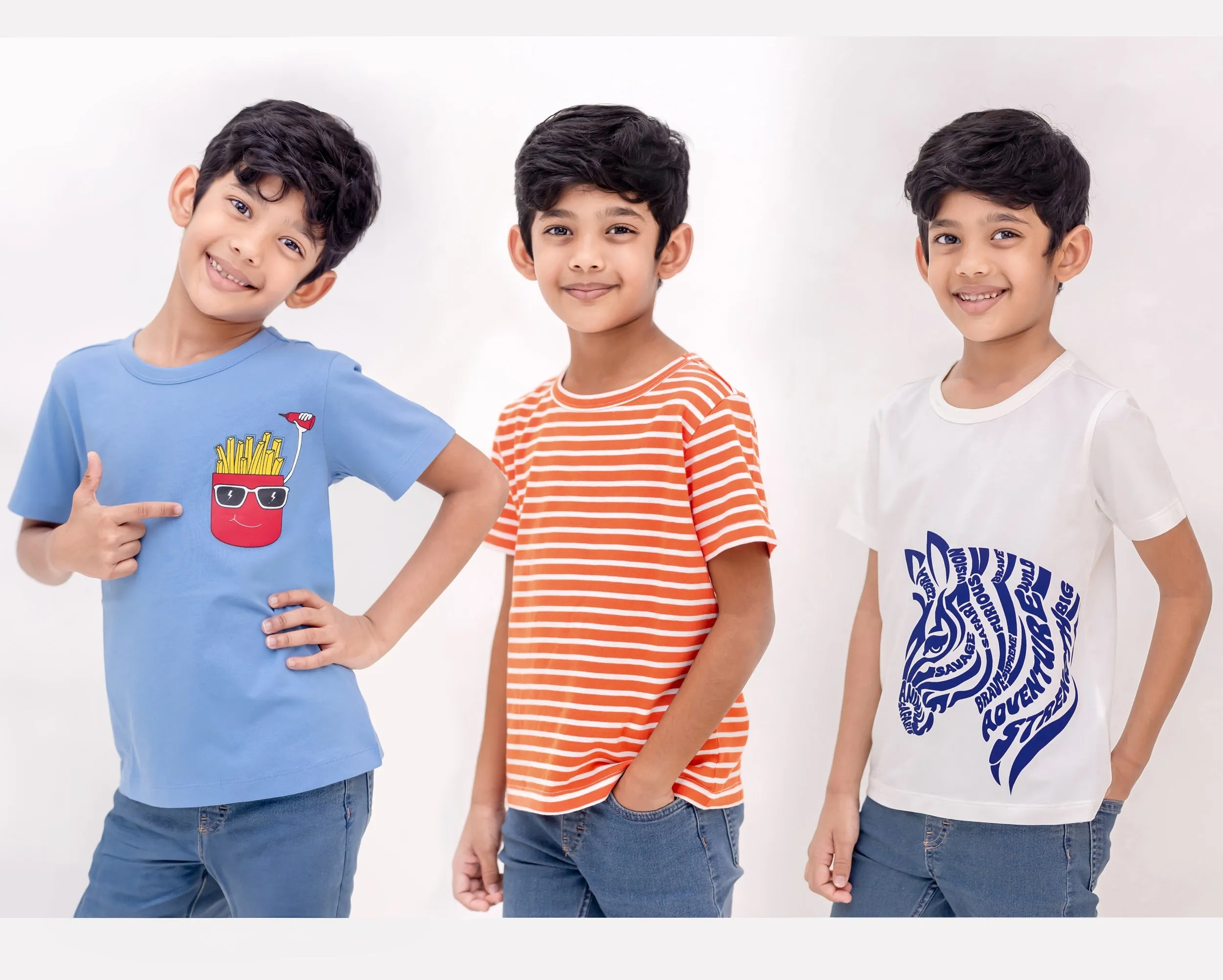 Kids Pure Cotton T-Shirt Combo Set (3 Pieces)