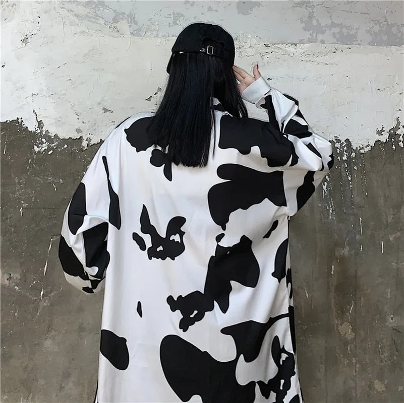 Korean Style Milky Cow Print Blouse