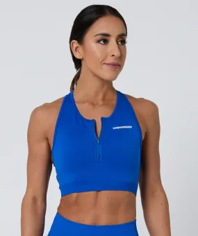 Luscious Seamless Zip Racerback Sports Bra Electric Blue