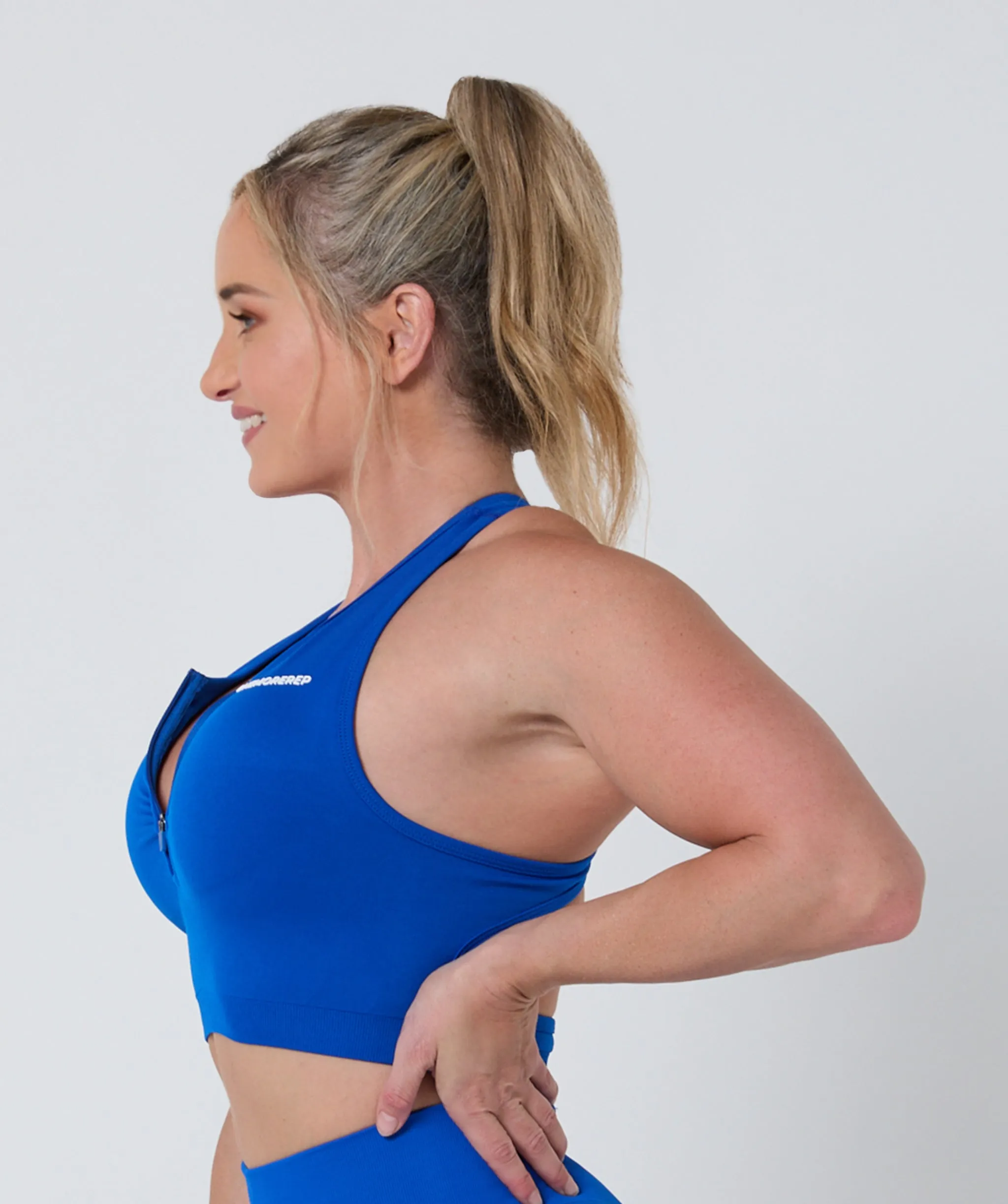 Luscious Seamless Zip Racerback Sports Bra Electric Blue