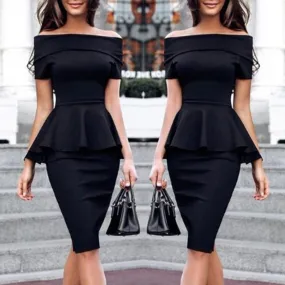 Sexy Short Sleeves Off Shoulder Bodycon Dress