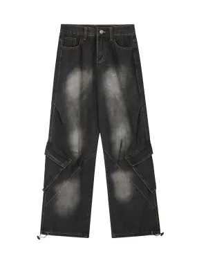 Sneakerhill Washed Distressed Workwear Hip-Hop Jeans
